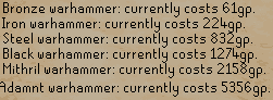 Warhammers Shop Prices