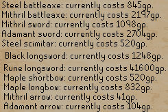 Quality Weapons Shop Prices