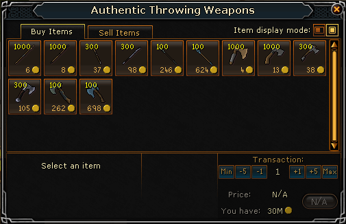 Throwing Weapons Shop
