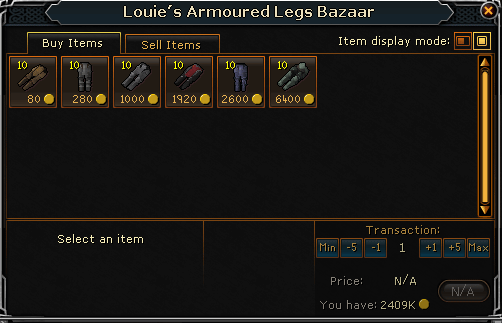 Louie's Armoured Legs Bazaar