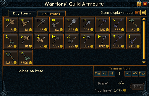  Warriors' Guild Armoury Crushing weapons