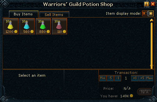 Warrior's Guild Potion Shop