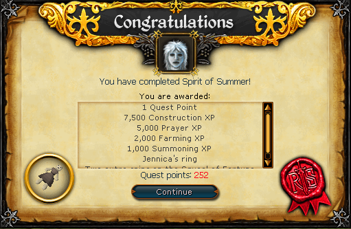 Quest complete scroll