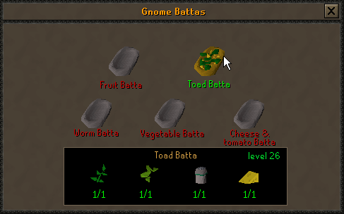 Battas menu