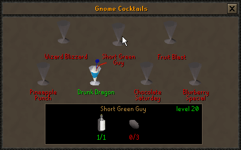 Cocktails menu