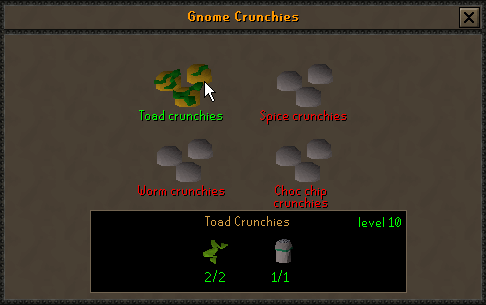 Crunchies menu