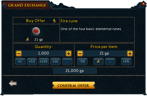 Sell menu