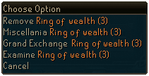 Ring of wealth menu