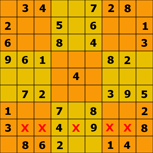 Numbered grid row
