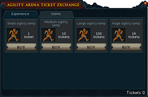 Agility Arena Ticket Exchange Experience Rewards
