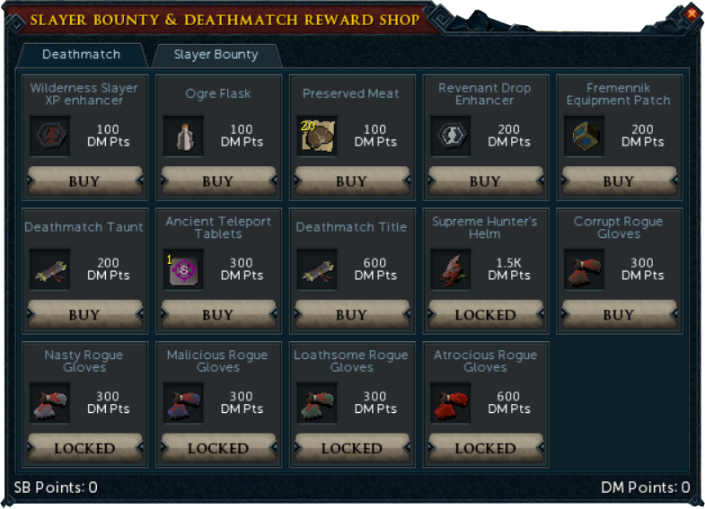Deathmatch rewards shop
