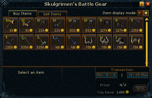 Skulgrimen's Battle Gear shop