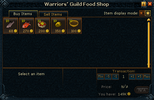 Warriors' Guild Food Shop
